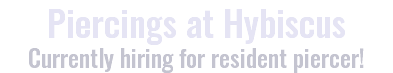 Piercings at Hybiscus Currently hiring for resident piercer!